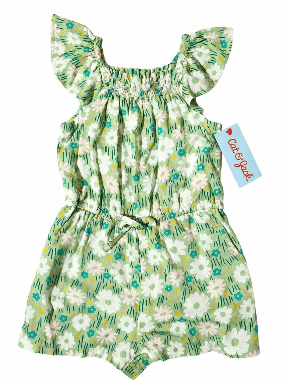 Cat & Jack Green Floral Girls' Romper